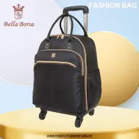 在飛比找Yahoo奇摩購物中心優惠-【Bella Borsa】經典尼龍-四輪式拉桿旅行袋-黑 B