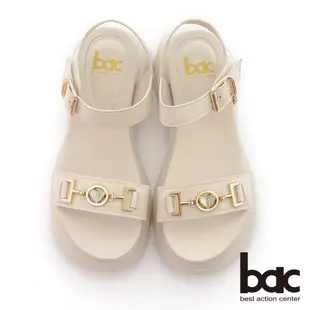 【bac】一片式金屬裝飾舒適腳床厚底涼鞋