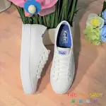 KEDS 小白鞋 厚底 白色 全白 荔枝紋 皮革 基本款 增高 3公分 藍標 防潑水 經典款 帆布鞋 WH57310