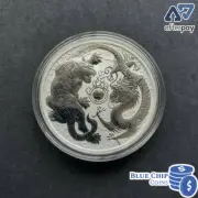 2018 $1 Dragon and Tiger 1oz Silver Bullion Coin In Capsule