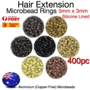 Hair Extension MicroBead Rings 400 Silicone Lined Aluminium 5mm x 3mm Beads Link
