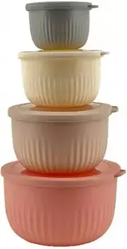 Felic 4PCS Mixing Bowl Set with Lids, Round Nested Food Storage Set