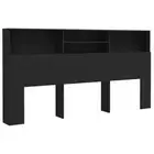 Wooden Headboard Cabinet Bed Storage Shelf Head Bedhead Black King Size 200cm
