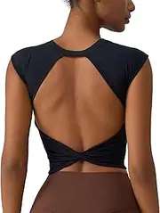[AGYMNX] Women's Workout Athletic Shirts Sexy Open Back Sports Bra Tank Top Casual Tight T Shirts with Built in Bra
