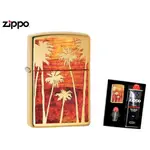 【寧寧精品】ZIPPO 原廠授權台中30年旗艦店 防風打火機 加送精美禮盒組 金色純銅 夕陽 日落棕櫚樹 4363-1