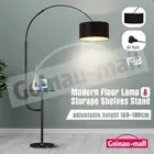 LED Floor Corner Lamp Storage Stand Adjustable Standing Reading Light Black