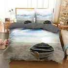 Ocean Beach Boat Quilt/Duvet/Doona Cover Set Single Double Queen King Sizes