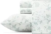 [Laura Ashley] Queen Sheets, Soft Sateen Cotton Bedding Set - Sleek, Smooth, & Breathable Home Decor (Garden Palace Blue, Queen)