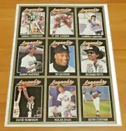 Legends Uncut Card Sheet Bo Jackson David Robinson Kevin Costner