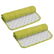 Memory Foam Bath Mat 2Pcs, 24" x 35.5" Coral Fleece Bathroom Shower Rug - Green