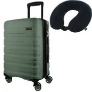 Pierre Cardin 54cm CABIN Hard Shell Suitcase in Moss + BONUS Travel Neck Pillow