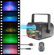 FantasyAttics LED Night Light Projector - Smart Laser Disco Light with 64 Light Combinations - Sound Control Party Lights with Remote Control for Outdoor Indoor Stage and Family Gathering