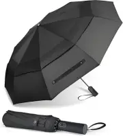 49/ Inch Large Folding Golf Umbrella, Oversize Double Canopy Vented 10 Ribs Wind