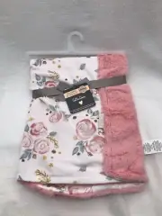 Blankets & Beyond Light Pink Rose Floral Baby Blanket Security Lovey Roses NEW