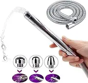 3 Heads Aluminum Shower Cleaner Douche System with 1.5 m Stainless Steel Handheld Shower Hose and Velet Pouch