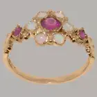 Solid 10k Rose Gold Natural Ruby & Opal Womens Ring - Sizes 4 to 12