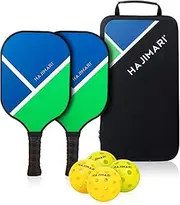 HAJIMARI Pickleball Set - USAPA Pickleball Paddle Set of 2 Lightweight Rackets, 4 Balls, and Carry Bag | PP Honeycomb Core Carbon Fibre Pickleball Game Set with Indoor Outdoor Pickle Ball Bats & Balls