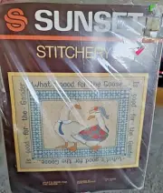 Vintage Sunset Stitchery Embroidery Crewel Kit 2724 Goose Geese 80's NOS NEW