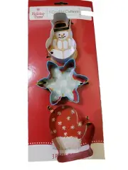 Holiday Time Metal Snowman, Snowflake and Mitten Cookie Cutters