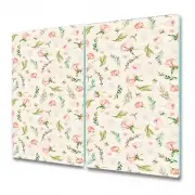 Tempered Glass Worktop Saver Peachy floral Vintage flowers roll home 2x30x52