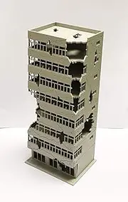 Outland Models N Scale City Ruin Building Abandoned Tall Office Model Kit with Assembly Parts for Teen, Adult