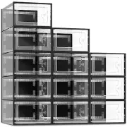 SEE SPRING X-Large Shoe Storage Box Fit Size 11 Clear Plastic Stackable Shoe ...