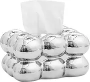 Anding Ceramic Tissue Box, Ashtray, Candle Holder, Vase Bathroom Vanity Top Ceramic Abstract Home Decor Shelf, Silver, White, Gold, (A1105 Silver)