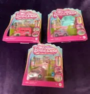 3-MINI BARBIE LAND SUV & BARBIE MOTOR HOME & BARBIE CORVETTE NIB SEALED