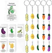 Ecation Emotional Support for Employee Appreciation Gifts Vegetables Potato Keychains Resin Potato Eggplants Positive Card