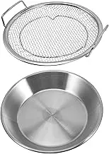 EXHUMKY 1set Fried Food Drain Net Oil Draining Tray Strainer Dish for Barbecue Oven Air Fryer Kitchen Serving for Home Party Use