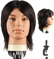 Male Mannequin Head With 100% Human Hair Cosmetology Manikin head for Cutting Styling With Doll Head for Hair Styling with Clamp Stand
