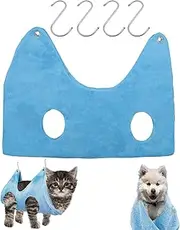 Pet Grooming Hammock WorthPlanet 2 in 1 Pet Bath Towel Drying Towel Restraint Bag Harness Dog Grooming Hammock for Bathing Washing Grooming Trimming Nails Blue W280005 (S-26 x 19.3in)