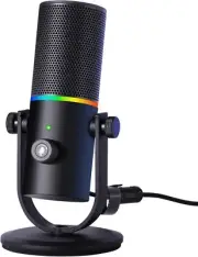 Desktop Dynamic Microphone, Cardioid USB, RGB Light, Headphone Jack,