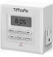 7 Day Digital LCD Electric Programmable Dual Outlet Plug In Clock Timer Switch