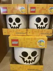 3x LEGO 4032 White Skeleton Skull Storage Head Container Halloween Decor NEW
