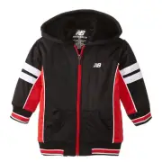 New Balance Hooded Sherpa Lined JacketTricot Sporty Coat Black Red Toddler 2T