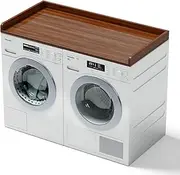 SWITMH Washer Dryer Countertop for Laundry Room: Laundry Countertop with Edge Rails, Washer and Dryer Covers for The Top, Wood Washer Dryer Topper for Organization,54" W x 27.5" D x 2.6" H, Brown