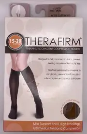THERAFIRM KNEE HIGH SUPPORT STOCKINGS, 15-20 mmHg, SAND, X-LARGE