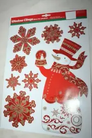 Christmas Window Clings SNOWMAN HOLDING SNOW GLOBE