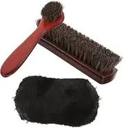 QUMIIRITY 1Set Shoe Brush Kit Horsehair Polishing Brush for Boots and Shoes Ergonomic Handle for Comfortable Grip Construction for Shoe Cleaning and Care