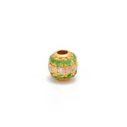 14k Gold Tsavorite Gemstone Ball Bead | Micro Pave Diamond Bead 4mm |KCDP1005DSV