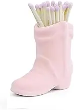 YQkangzhu Cowboy Boot Match Holder, Lovely Ceramic Boot Match Holder with Striker, Handmade Ceramic Match Box, Matchstick Holder, Cowgirl Western Match Jar for Home Bathroom Kitchen Interior Decor