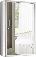 Vanity Mirrors Mirror Cabinet Rectangular Stainless Steel Wall-Mounted Vanity Mirror Hanging Bathroom Mirror Cabinet Wall-Mounted Style Bathroom Punching Wash Storage Container