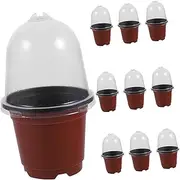 PHENOFICE 10 Sets Humidity Dome Nursery Pots with Covers Durable Planting Containers for Succulents and Seedlings Gardening for Indoor and Outdoor Use
