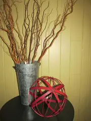 Rustic Chic Decorative Red Metal Gazing Ball Christmas Sphere