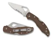Byrd Meadowlark 2 Folding Knife BY04PSBN2 2.87" ComboEdge Blade Brown FRN Handle