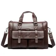 Men Business Vintage Laptop Bag Briefcase Big Capacity Horizontal Handbag