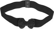 [TOVINANNA] Bow Waist Band : Bowknot Wide Stretchy Belt for Dresses and Skirts Adjustable Elastic Band for Casual and Formal Occasions Black