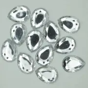 Rhinestone Gems Drop 18mm x 13mm Faceted Foiled Flat Back Acrylic. Made in USA