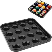 Pool Ball Tray, Billiard Ball Holder Tray, Billiards Standard Pool Ball Tray for 16 Balls, Black Plastic Pool Ball Carrying Tray for Full Set Regulation Size Billiard Balls Balls Pool Accessory
